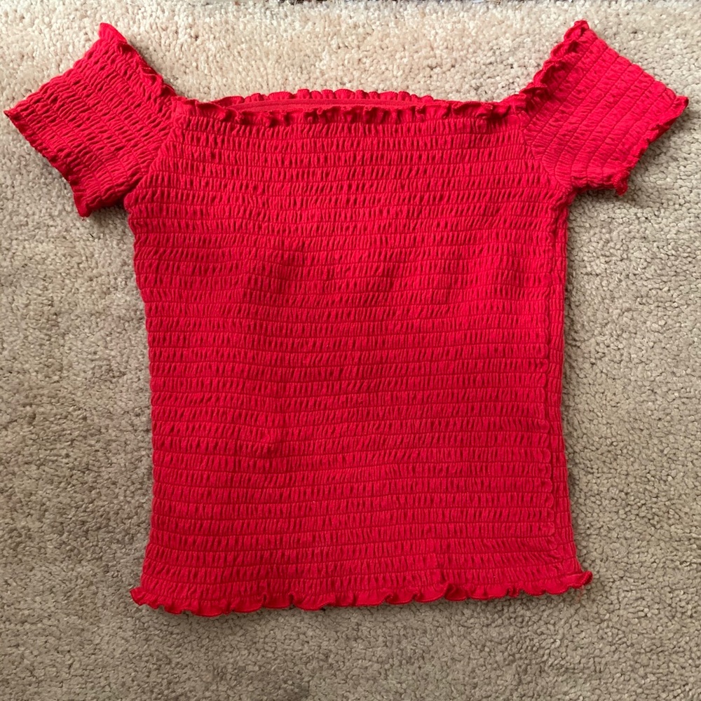 Hollister Red Off the Shoulder Crop Top!